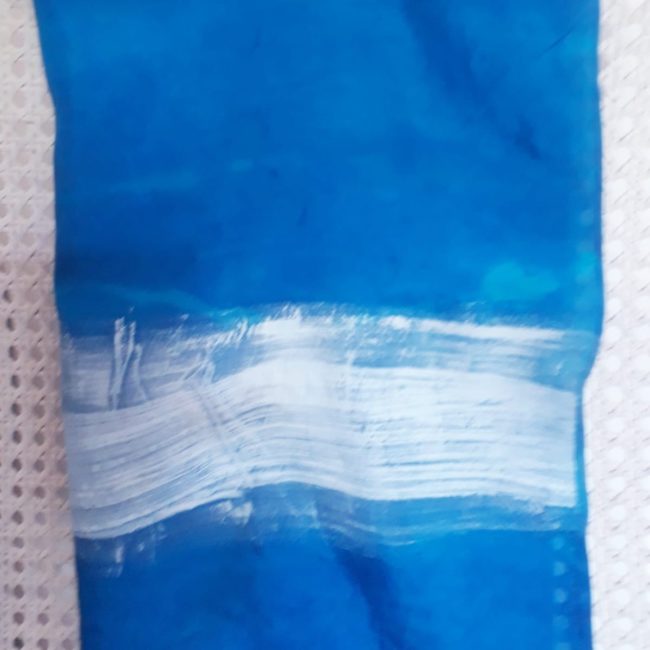 Deep blue scarf with white wave